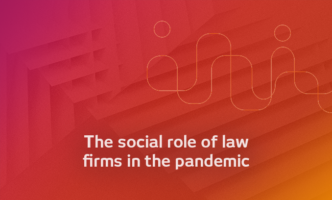 Video cover. Text: the social role of law firms in the pandemic